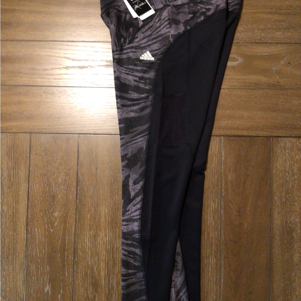 Adidas Black and Gray Patterned Leggings
